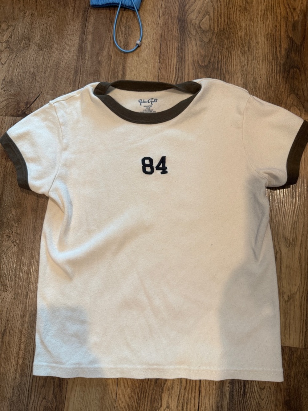 John Galt Cream Tee with Brown Trim